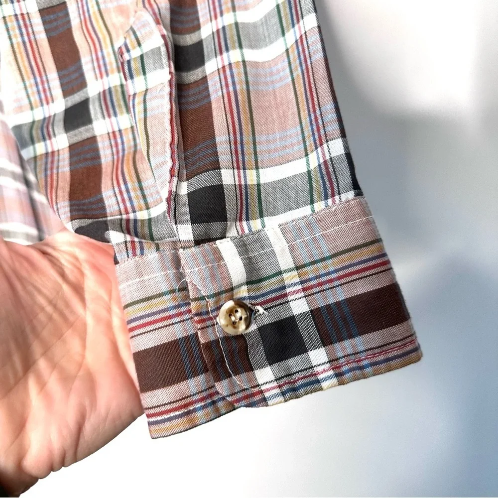 Vintage Levis Plaid Shirt Mens Button Up Pockets White Tab Western Size Large